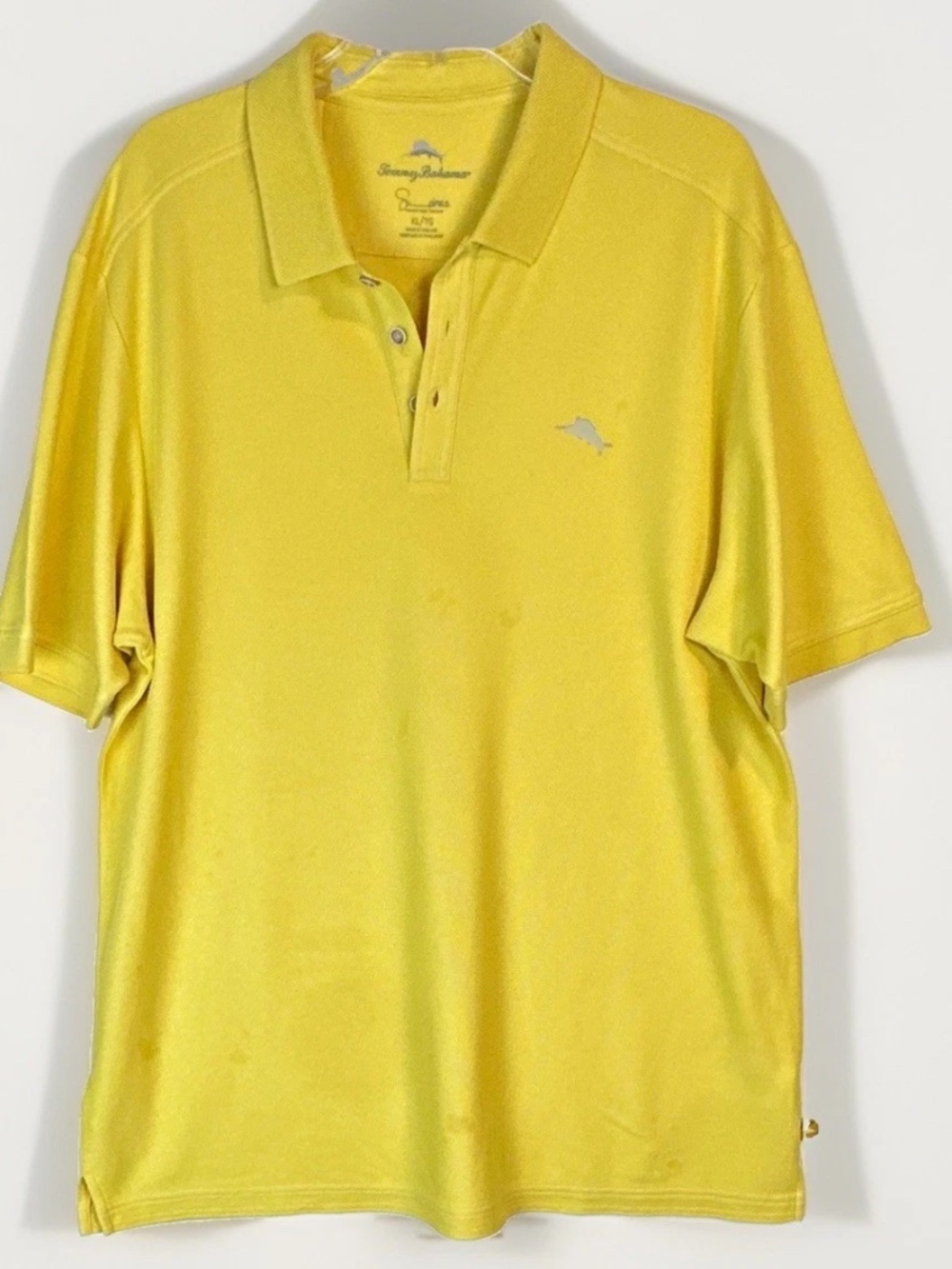 Tommy Bahama Emfield Men's XL Pima Cotton Yellow Polo Short Sleeve Logo Golf